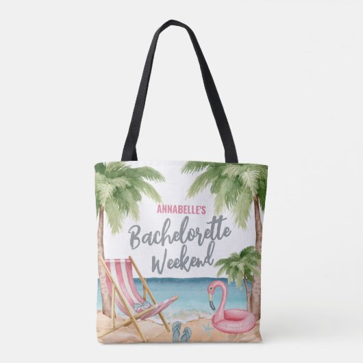 Oceaan Zomer Bachelorette Waterverf Strand Tote Bag (Achterkant)