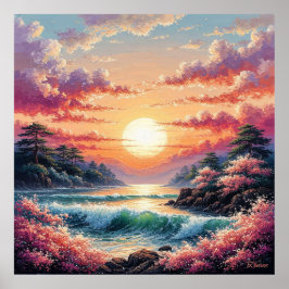 🌅 Oceaan Zonsondergang Decor Voor Kustkamer Verni Poster