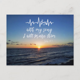 Oceaan Zonsondergang met Psalmen Prijs Hem Bijbelv Briefkaart