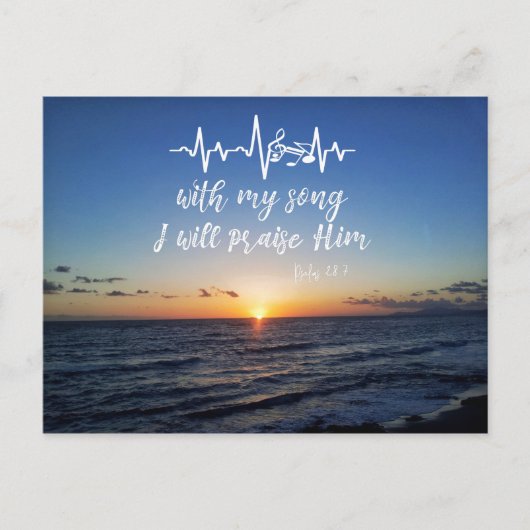 Oceaan Zonsondergang met Psalmen Prijs Hem Bijbelv Briefkaart (Voorkant)