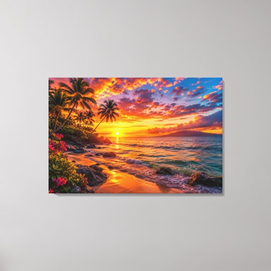 Oceaan Zonsondergang Ontsnapping Canvasprint Canvas Afdruk (Voorkant)