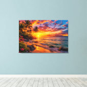 Oceaan Zonsondergang Ontsnapping Canvasprint Canvas Afdruk (Insitu (Houten vloer))