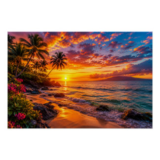 Oceaan Zonsondergang Ontsnappings Poster