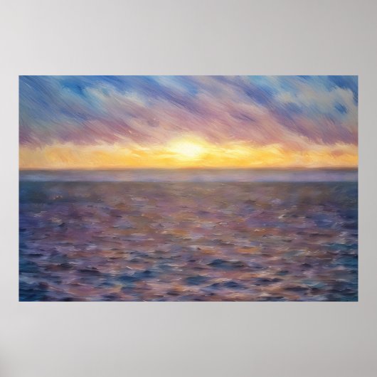 Oceaan Zonsondergang Strand Kunst Impressionistisc Poster (Voorkant)