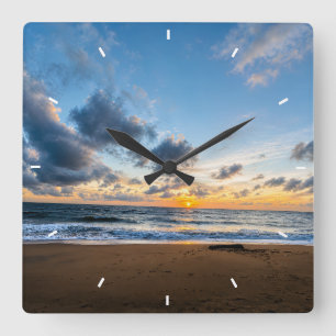 Oceaan Zonsondergang Strand Wandklok Zonsopgang &