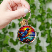 Oceaan Zonsondergang Vogel op Rots Geschenk Sleutelhanger (Hand)