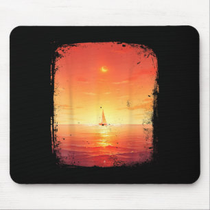 Oceaan Zonsondergang Zeilboot Strand En Oceaan Zon Muismat