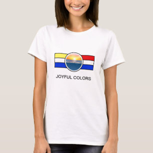 Oceaan zonsopgang met primaire kleuren & strepen t-shirt