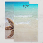 oceaanachtergrond gevoerd blanco schrijfpapier briefpapier (Voorkant / Achterkant)