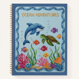 Oceaanavonturen Geborduurde Dolfijn & Schildpad Notitieboek