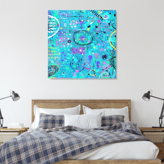 Oceaanbellen: Maximalistische Kunst Canvas Afdruk (Insitu (Slaapkamer))