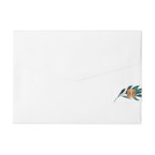 Oceaanblauw blad metaalkoper monogrammed adreslabel wikkel (Achterkant)