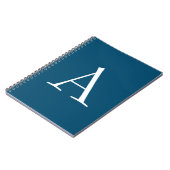 Oceaanblauw effen elegante moderne monogram initia notitieboek (Linkerzijde)