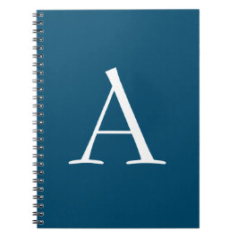 Oceaanblauw Elegant Modern Monogram Eerste Letter Notitieboek