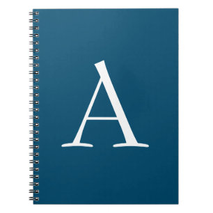 Oceaanblauw Elegant Modern Monogram Eerste Letter Notitieboek