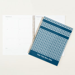 Oceaanblauw en wit Modern bellenpatroon met golven Planner