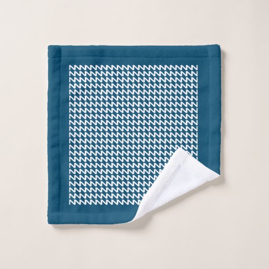 Oceaanblauw en wit Moderne Scherpe Golven Bad Handdoek (Wasdoekje)