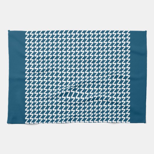 Oceaanblauw en wit Moderne Scherpe Golven Theedoek (Horizontaal)