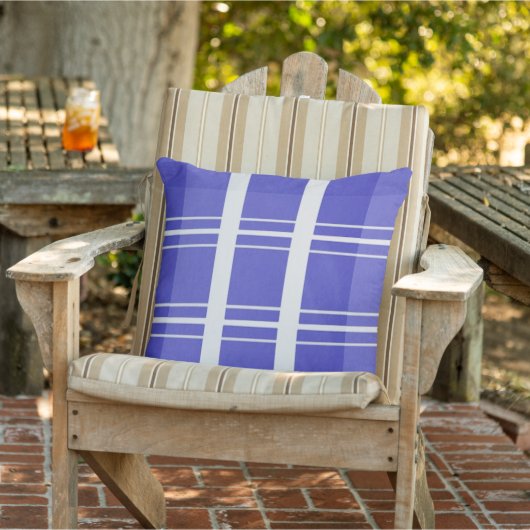 Oceaanblauw geruit buitenkussen (Stoel)