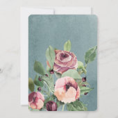 oceaanblauw marsala bloemige elegante doop kaart (Achterkant)