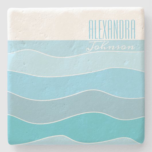 Oceaanblauw Stenen Onderzetter (Voorkant)