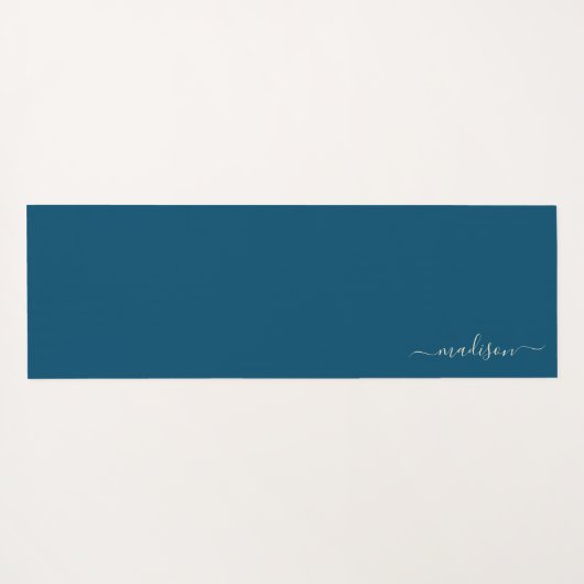 Oceaanblauw | Waterverf bloemen Monogram Yoga Mat (Achterkant (horizontaal))