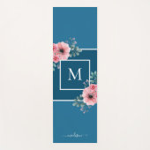 Oceaanblauw | Waterverf bloemen Monogram Yoga Mat (Voorkant)