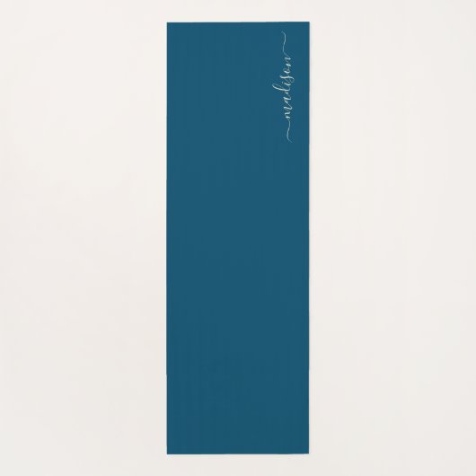 Oceaanblauw | Waterverf bloemen Monogram Yoga Mat (Achterkant)