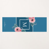Oceaanblauw | Waterverf bloemen Monogram Yoga Mat (Voorkant (horizontaal))