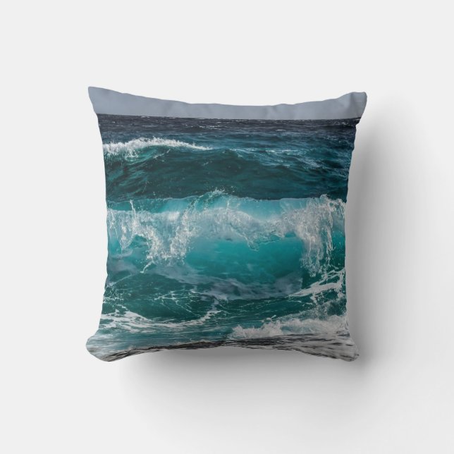 Oceaanblauwe golf  kussen (Voorkant)