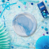 oceaanblauwe waterverf abstracte achtergrond papieren bordje (Feest)