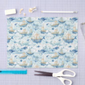 Oceaanboten met walvissen Decoupage Tissuepapier (Craft)