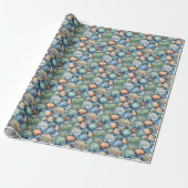 Oceaanbries Waterverf: Zeeschelp en Zeester Cadeaupapier (Uitgerold)