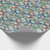 Oceaanbries Waterverf: Zeeschelp en Zeester Cadeaupapier (Hoek)