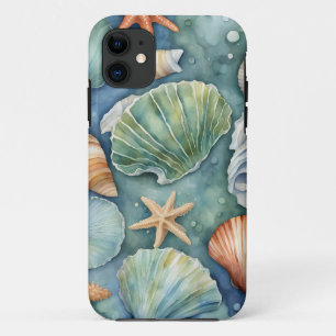 Oceaanbries Waterverf: Zeeschelp en Zeester Case-Mate iPhone Case