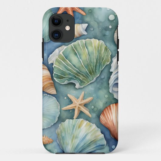 Oceaanbries Waterverf: Zeeschelp en Zeester Case-Mate iPhone Case (Achterkant)