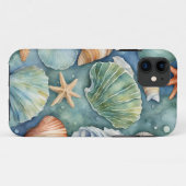 Oceaanbries Waterverf: Zeeschelp en Zeester Case-Mate iPhone Case (Achterkant (horizontaal))