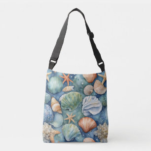 Oceaanbries Waterverf: Zeeschelp en Zeester Crossbody Tas