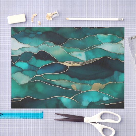 oceaandiepten-Abstracte inkt Tissuepapier (Craft)