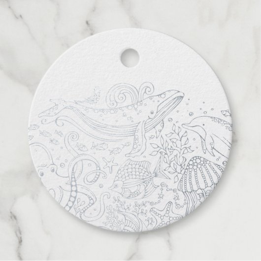 oceaandieren elegant script folie gunst tags (Voorkant)