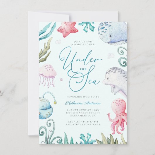 Oceaandieren onder het Zee Boy Baby shower Kaart (Voorkant)