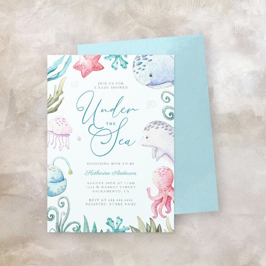 Oceaandieren onder het Zee Boy Baby shower Kaart