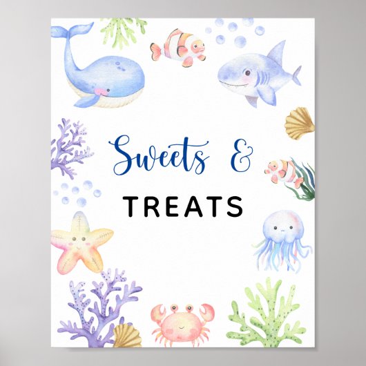 Oceaandieren - snoep en traktaties banner poster (Voorkant)