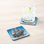 Oceaandragend zeilschip op ruw Zee Onderzetter (Rechterzijde)