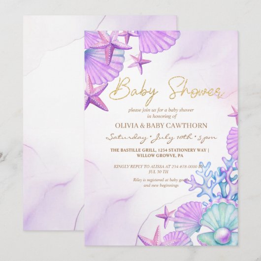 Oceaangeborrelbadje voor baby geslachtsneutraal kaart (Voorkant / Achterkant)