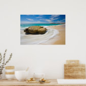 Oceaangetij kolkt op het strand poster (Keuken)