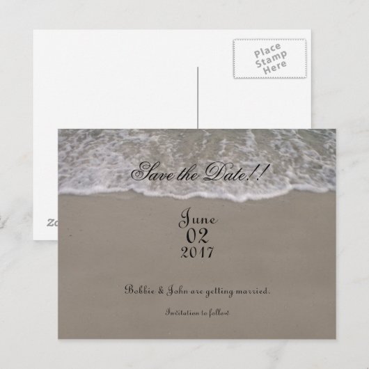 Oceaangetijden Bewaar de datum Aankondigingskaart (Voorkant / Achterkant)