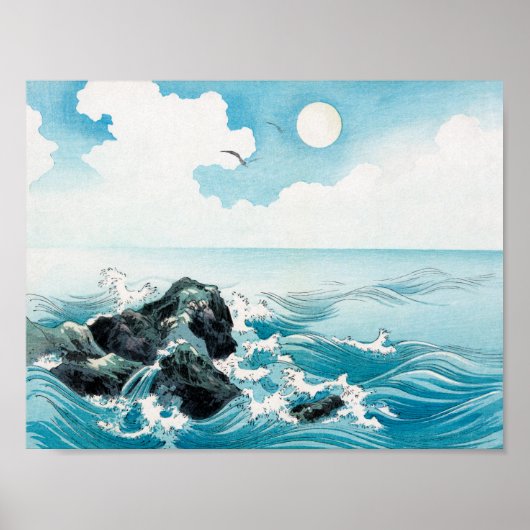oceaangolf bij Kojima Island Japanese Illus Poster (Voorkant)