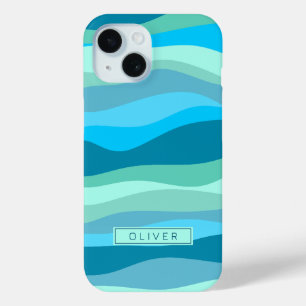 Oceaangolven abstract water aqua blauw cyaan iPhone 15 case