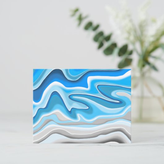 oceaangolven | Blauw Abstract schilderij Briefkaart (Staand voorkant)